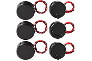 KUOQIY 6 Pièces Support de Pile Bouton Rond 2 x 3V CR2032, 3V 2 Boîtiers de Piles CR2032 avec Interrupteur, Support Pile Bouton Type de Fil de Plomb, Interrupteur Bascule+Poussoir, Noir