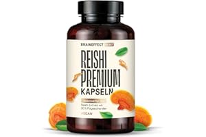 ‎BRAINEFFECT BRAINEFFECT Reishi Premium (Langzeitdosis) - 577mg Extrakt (5770mg Reishi) - 180 Reishi Kapseln - 30% Bioaktiven Polysacchariden - Ohne Zusatzstoffe, Deutsche Produktion