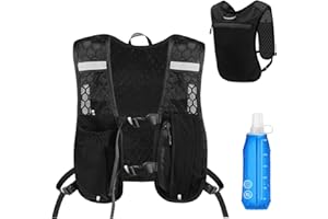 KUHAWL Running Vest for Men and Women, Breathable & Reflective Hydration Backpack, Hydration Vest Running with 500 ml Water Bottle, Adjustable Hydration Backpack for Runs, Cycling, Trails, Marathons