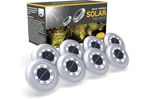 Torchtree Solar Lights Outdoor Garden,600mAh Solar Ground Lights, 8 LED Solar Disk Lights for Garden Lawn Pathway Yard Landscape Walkway（8 Pack Bright White） ﻿