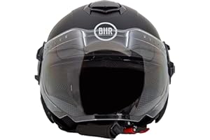 BHR Casque Jet à Double Visière 830 Flash, Casque Scooter Homologué ECE 22.06, Casque Moto Jet Léger et Confortable avec Visière Intérieure Parasol