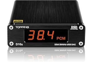 TOTAUDIO Topping D10S DAC Amplificateur Hi-Res, ESS ES3838Q2M 32 bits, USB XMOS U208 (Noir)