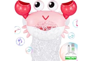 Gigilli (Pink) Crab Bath Bubble Maker, Ricaricabile Bubble Machine Giocattoli bagno, soffiare bolle con canzoni per bambini,Baby Bath Giocattoli per i bambini neonati Vasca da bagno giocattoli Regali