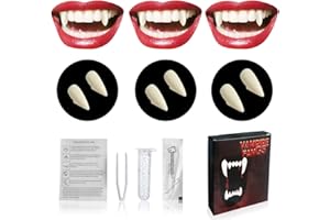 BANLILU Halloween Vampir Zähne Erwachsene Vampirzähne Vampire Teeth Fangs Halloween Vampir Schminke Cosplay Kostüm Accessoires Damen Herren Kinder Vampirgebiss, Horror Werwolf Zähne Eckzähne Fangzähne Kleber
