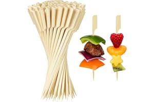 BOULESENM 200PCS Brochettes de 12 cm, Cocktail Brochettes pour Apéritif, Pique brochétte Verres à Cocktail et Bonbons Bâtonnets de Bois pour Cocktails,Fruits et Sandwichs