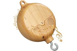 CALENXY Baby Mobile Music Box Music Box Bettglocke,Holzoptik Kinderbett Mobile Motor Baby Spieluhr Spinner Mobile Babybett Bettglocke Anhänger Babybettwäsche Rotatierende Babybett Deko