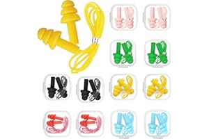 JIASHA Tapones para Oídos de Silicona,12 Pares Reutilizables Tapones de Reducir Ruidos,NataciónTapones para Los Oídos para Dormir,6 Colores Variados con Caja,para Ruidos Protección Auditiva