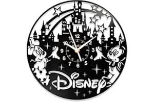 QIANGGE Disney Wanduhr Mickey Mouse Uhr, Vinyl-Schallplattenuhr, 30,5 cm große Disney-Uhren, niedliche Wandkunst, Raumdekoration, handgefertigte Uhr, kreative Geschenke für Kinder oder Mickey- und