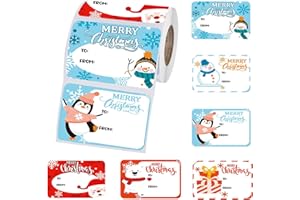 Eozighi 250 Pcs Etichette Adesive Natalizie 7.5 x 5cm Adesivi Regalo di Natale Decorazioni Natale Adesive per Scrivere il Nome Chiudipacco Adesivi Natale per Decorazioni Natalizie e Etichette Regalo