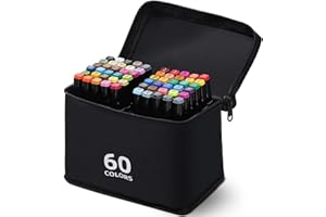 RiyaNed Rotuladores, Permanente Marker Pen Doble Punta Marcadores Graffiti para Dibujar Colorear Resaltar y Subrayar (60)