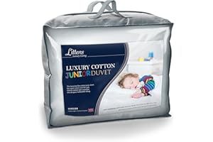 Littens 7.5 Tog Breathable All Year Round 100% Cotton Junior Cot Bed Toddler Baby Hollowfibre Duvet Quilt (120cm x 150cm) UK Made