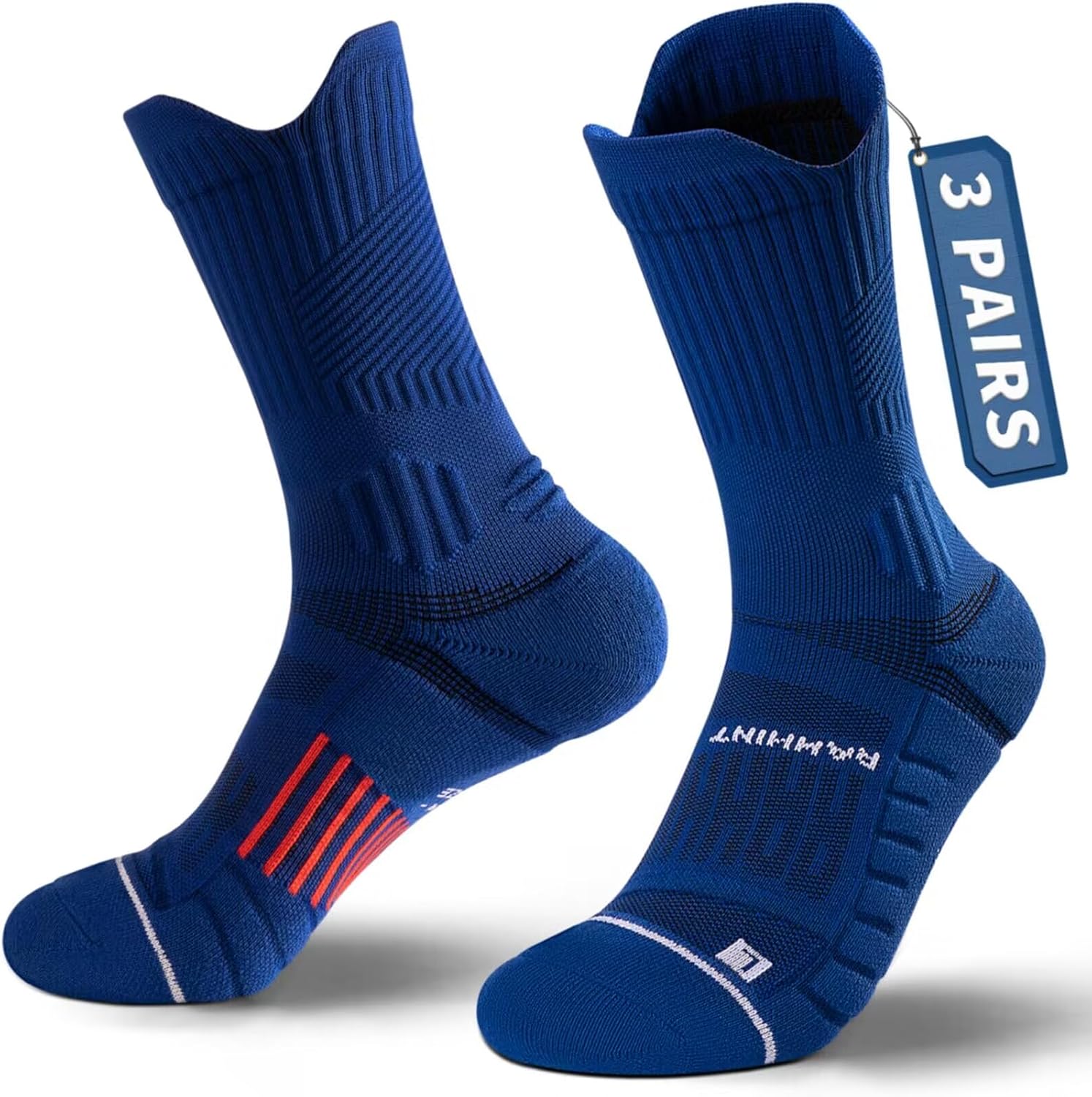 Rahhint Coolmax Compression Men's Running Socks, Sports Anti-Blister, Breathable Cushioning, Arch Support (Sizes 35-51, 3 Pai