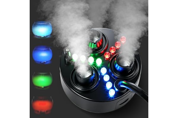 Mxmoonant Brumisateur à ultrasons 3 têtes en Plastique Humidificateur d'air 1500 ML/H avec 6 disques d'atomisation de Rechange pour Fontaine d'eau, Bassin, Aquarium Rockery