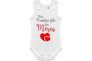CORREDINO NEONATO body nouveau né avec phrase notre première fête des mères en coton chaud manche longue anche courte - idée cadeau naissance - fête des mères