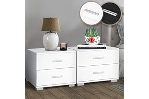 MIADOMODO® Nachttisch - 2er Set, 40x40x35cm, MDF, 2 Schubladen, Farbwahl - Boxspringbett Nachtschrank, Kommode Ablagetisch, Nachtkonsole, Nachtkommode für Schlafzimmer, Wohnzimmer (Weiß)