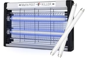 mafiti Eléctrico Mata Mosquitos, 20W Trampa de Insectos con Luz UV, Mata Moscas con 2 Bombillas de reemplazo, Polillas ect, Asesino Silencioso para Uso Residencial y Comercial (Black)