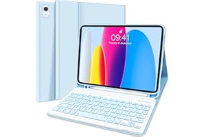 Lupxiu Funda Teclado para iPad 10.ª Generación, Bluetooth Desmontable (Diseño Español,QWERTY) para 10.9 iPad 10th Gen. 2022(A2696/ A2757/ A2777), Azul