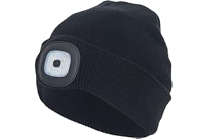CestMall Cappelli per Bambini LED Beanie, Cappelli Ricaricabili USB per Bambini con 3 modalità e 4 fari LED a Mani libere Cappello Torcia Lavorato a Maglia Cappelli Invernali Caldi a Maglia