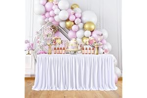 GENAFY White 5ft Table Skirts for Rectangle or Round Tables, Sweetheart Table Skirt for Wedding Boy Girl Baby Shower Communion Princess Birthday Party Baptism Gender Reveal Table Decorations