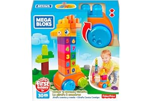 Mega Bloks La Girafe des Chiffres, jeu de blocs de construction, 30 pièces, jouet pour bébé et enfant de 1 à 5 ans, GFG19