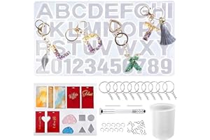 YAOYIN Epoxidharz Formen Resin Form - Silikonform Gießform 19 Stück DIY Harz Casting Formen Alphabet Silikon Schmucksache Herstellungs Form mit Silikon Tools Set mit Screw Eye Pins Dropper
