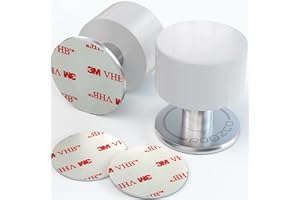 ROAZCO 2-Pack Self-Adhesive Door Stoppers with Extra Stickers – Heavy Duty Stainless Steel & White Rubber – Sound Dampening Bumpers for Wall or Floor – Ideal for Home and Office