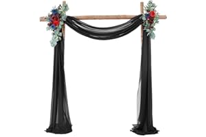 PCSCEVCR Wedding Arch Drapes, 18ft Chiffon Wedding Banquet Draping Fabric Backdrop Curtain Drapery for Wedding Archway Ceremony Party Decor (Black)