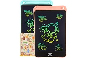 Genialba [2 Pack ] LCD Drawing Tablet for Kids 10 inch, Colorful LCD Writing Tablet, Erasable Drawing Board Toddler Toys Learning Educational Toys Gifts for Birthday (Blue&Pink Individual Package)