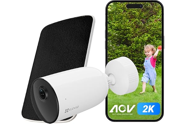 EZVIZ 2K Caméra Surveillance WiFi Extérieure sans Fil avec Panneau Solaire, AOV, Détection de Forme Humain/Véhicule, Vision Nocturne Couleur, Audio Bidirectionnel, Défense Active, IP66, CB3 Kit