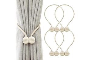 Elfinfi 4 Piezas Alzapaños Cortinas, Sujeta Cortinas No es Necesario Taladrar, Recoge Cortinas, Abrazaderas Cortinas para la Decoración del Dormitorio de Casa y la Oficina (Beige)