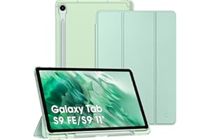 FINTIE Coque pour Samsung Galaxy Tab S9 FE 10.9 Pouces/Galaxy Tab S9 11 Pouces 2023 - [Rangement de Stylet] Coque Translucide Givrée Housse Arrière Rigide, Etui Fin et Léger, Vert Pastel
