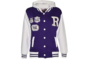 A2Z 4 Kids Unisexe B.B Encapuchonné R Mode FOX Varsity Veste Baseball Style Manteau Longue Manches Nouveau Décontractée Mode Filles Garçons Nouveau Âge 2-13 Ans