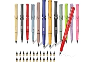 Meleager 12 Piezas Lapiz Infinito, Lápices Eternos con 24 Puntas de Repuesto, Lápiz Sin Tinta con Borrador, Magic Pencils Reutilizable Niños para Escribir, Dibujar