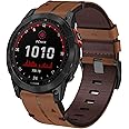 Leather Strap Garmin Fenix 7X Band, 26mm QuickFit Genuine Leather Band Replacement Strap for Garmin Fenix 7X/Fenix 6X/Fenix 6X Pro/Fenix 5X/Fenix 5X Plus/Fenix 3/HR/Descent MK1/D2 Delta PX/D2 Charlie