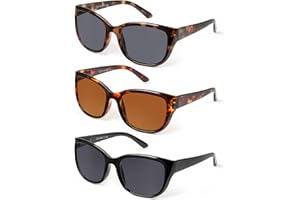 JOLISU Paquete de 3 lentes de sol de lectura para mujeres/hombres, lector solar integrado con protección UV400 para exteriores
