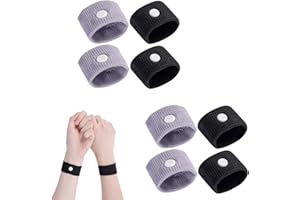 HCYANGZHANG 4 Paar Sea Band,Sea Band Gegen Übelkeit,Handgelenkbänder für Beschwerden Von Transportschmerzen,Armbänder Zur Linderung Von Reisekrankheit,Reiseübelkeit für Kinder Erwachsene - Schwarz, Grau