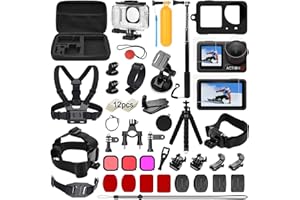 Zubehör Set Kit Bundle für DJI Osmo Action 5 Pro/4/3, oGoDeal Wasserdicht Schutzhülle Wasserdicht Gehäuse Schnorcheln Zubehör Fahrradhalterung Selfie-Stange Kopfgurt für DJI Osmo