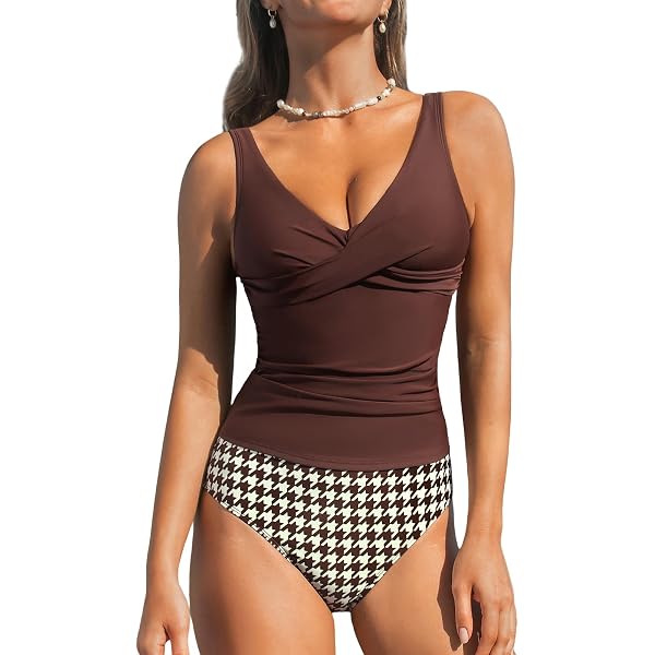 Tankini 2 Pièces Femme 2026 - Haut Longue Manche, Taille Haute, Rembourré, Pour Sport Et Plage - 8