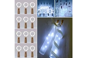 AEN ART Bottle Lights with Cork,12 Pack 2m 20 LED Cork Lights for Bottles, Battery Operated Fairy Lights, Wine Bottle Lights for Party, Birthday, Wedding, Home Pub Table Centrepieces Decoration(Cool White)