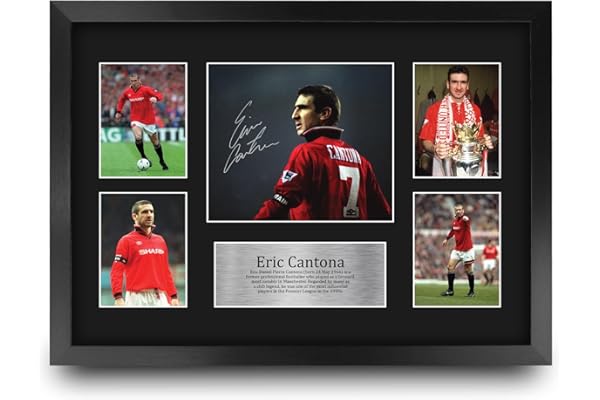 HWC Trading FR A3 Eric Cantona Cadeaux imprimés photo autographe signée pour les fans de football et les supporters - A3 Encadré