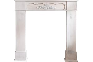 Rebecca Mobili Camino decorazione, caminetto bianco, legno, stile retro, per soggiorno, idee casa - Misure 99 x 104 x 21 cm (HxLxP) - Art. RE4865