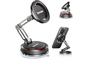 SYNCWIRE Magnetische Auto Handyhalterung für MagSafe [3-Achsen], Nano Klebegel + Starker Saugnapf für Armaturenbrett & Scheibe, 360° Drehbar für iPhone 17 16 15 14 13 12 11 & Samsung, Matt Schwarz