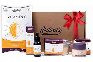 Ardaraz Skincare kit Antimanchas Iluminador con Vitamina C y Acido Hialuronico. Pack regalo mujer con Discos Exfoliantes, Serum, Crema, 5 Mascarillas