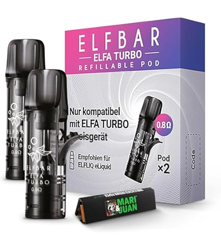 elfbar pods 0 8 ohm Elfbar Elfa Turbo Pod 0,8 Ohm zum nachfüllen Refillable Pods  Selbstbefüllbar - 2 Stück pro Packung je 2ml + exklusiver SkyWhite Sticker  - ohne Nikotin