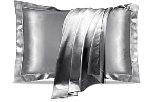 UQQU 2er Set Maulbeerseide Kissenbezug, Seidenkissenbezug 40x80cm für Haar und Hautpflege, Natürliche Seide Kissenbezug mit Weiche Atmungsaktive Glatte - Silbergrau