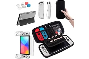 Teyomi Custodia compatibile con Nintendo Switch OLED modello 2021, accessori Nintendo Switch Bundle con custodia, custodia protettiva trasparente per Nintendo Switch OLED, custodia per Joy-Con
