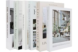 PQHIQ 6 Pack Faux Books Decorative Art & Design Themed Fake Books with Hardcover, Aesthetic Bookshelf Decor Ornaments for Shelves, Home Living Room, Coffee Table, Bedroom, Cafe Book Shelf Decorations