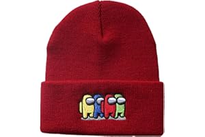 Bonamana Among Us Strickmütze Winter Beanie Mützen Warm halten Mütze Unisex Mütze für Kinder Jungen Mädchen Teenager Mütze Gamer Geschenke (Rot)