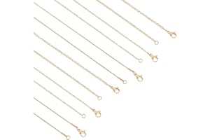 UNICRAFTALE 12pcs Kits de Cadena Dorada de Acero Inoxidable con Revestimiento Al Vacío， el Enlace de Metal Incluye 8 Cadenas de Cable de 50/60.5 cm Y 4 Cadenas de Serpiente de 45 cm con Cierres