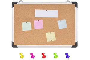 BAKAJI Bacheca Pannello Lavagna in Sughero Forma Rettangolare con Cornice in Alluminio Decorazione Casa Arredamento Design Moderno da Parete Vintage (70x50x1.8)